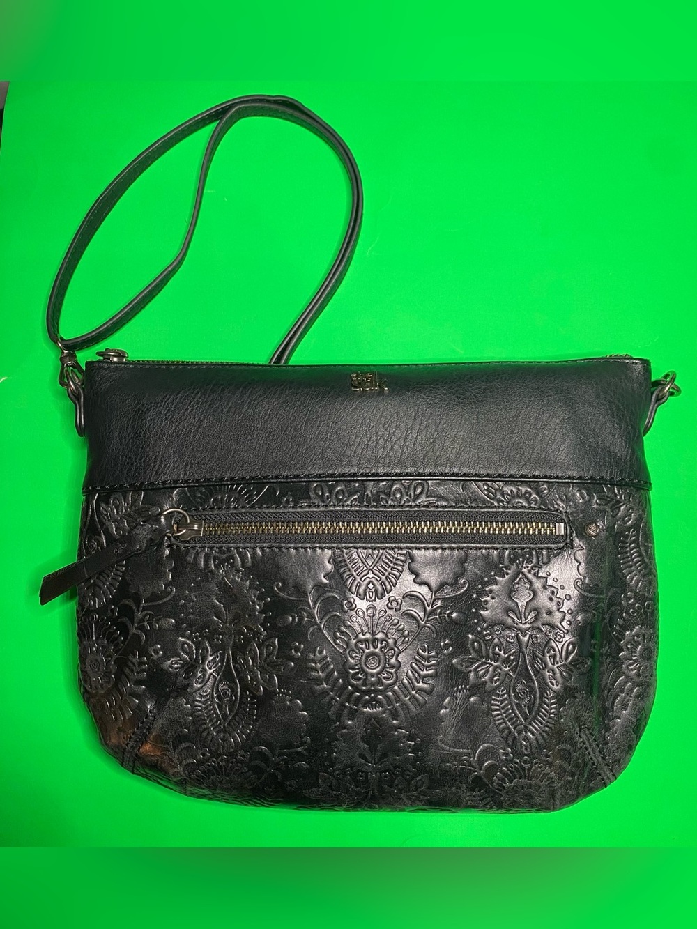 THE SAK “Oleta” Onyx Black Leather Crossbody Bag